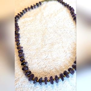 Vintage Amethyst with Gold Tone beads and Clasp